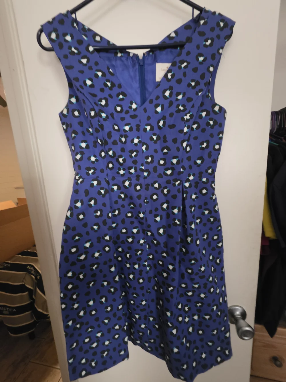 kate spade Cyber Cheetah Dawson Cobalt Blue Print Fit & Flare Dress Size 4